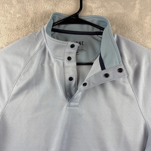 Rhone Pullover Shirt Mens Small Light Blue Snap Mock Neck Performance Athletic - Picture 4 of 15